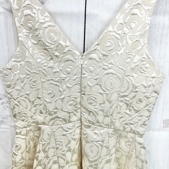 Erin Fetherston Sz 6 Cream Floral Jacquard Dress Mini Fit & Flare Sleeveless - Picture 6 of 8